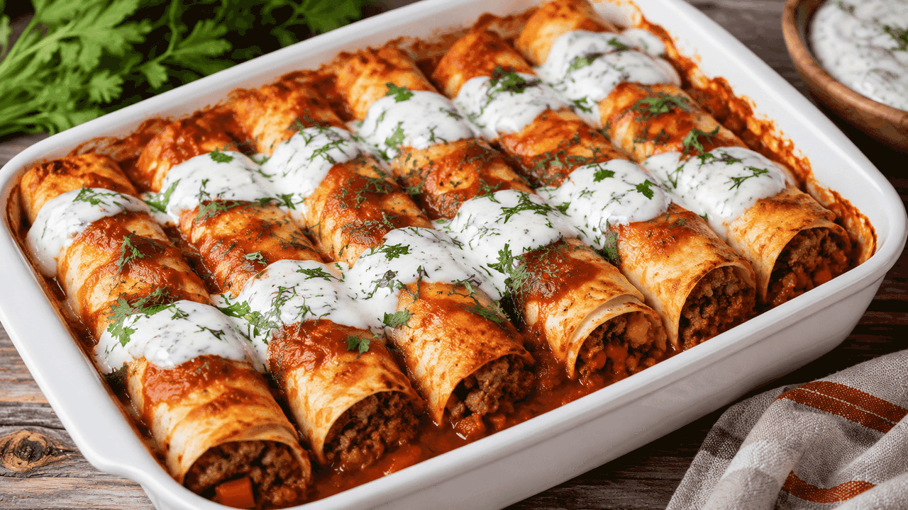 Сочные рулетики из лаваша с пряной мясной начин...