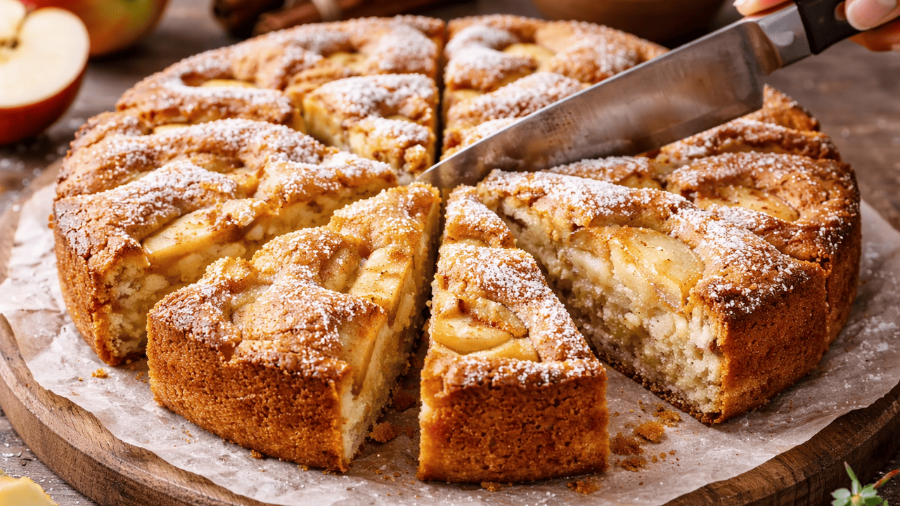 Яблочная шарлотка может выглядеть идеально в ду...