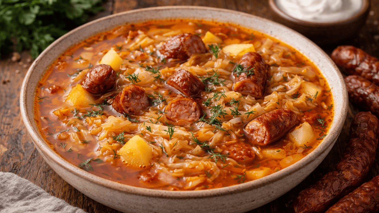 Щи с охотничьими колбасками — простой домашний ...
