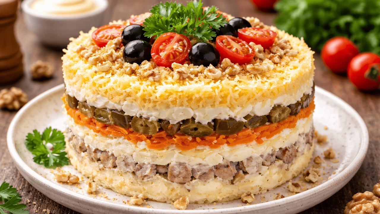 Салат «Прага», который незаслуженно забыли многие: легендарное блюдо из 80-х, способное затмить оливье и мимозу Этот салат в СССР передавали из рук в руки, и л...