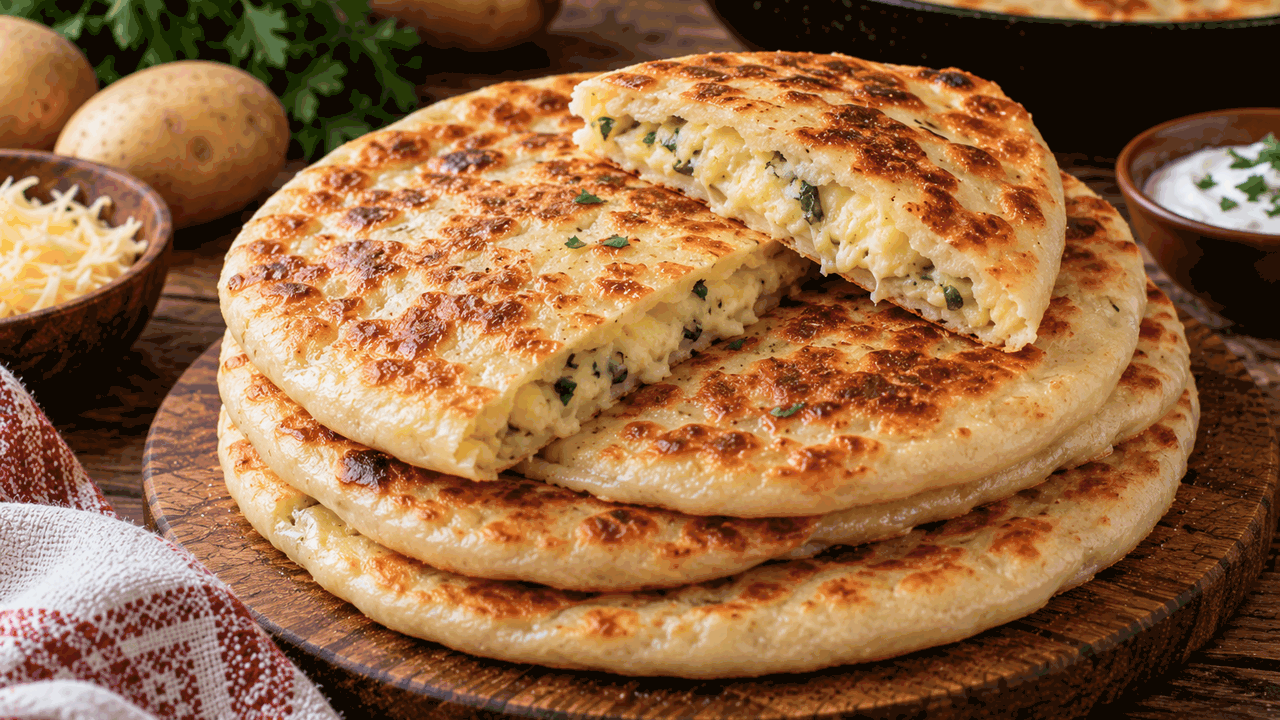  Хычины с картофелем и сыром можно приготовить ...