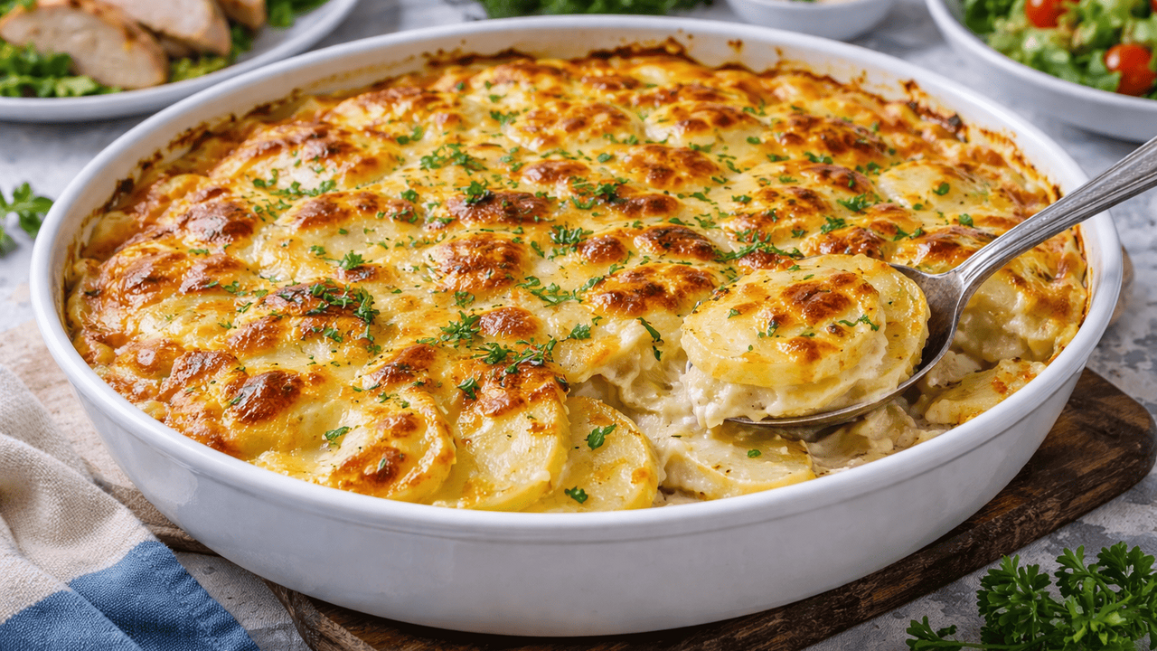 Золотистая корочка, нежный сливочный соус и тон...