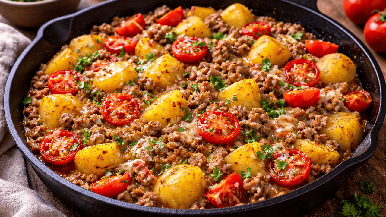 Домашний ужин без заморочек: картошка с фаршем и помидорами, которая получается сочной и ароматной Иногда для вкусного и сытного ужина не нужны сл...
