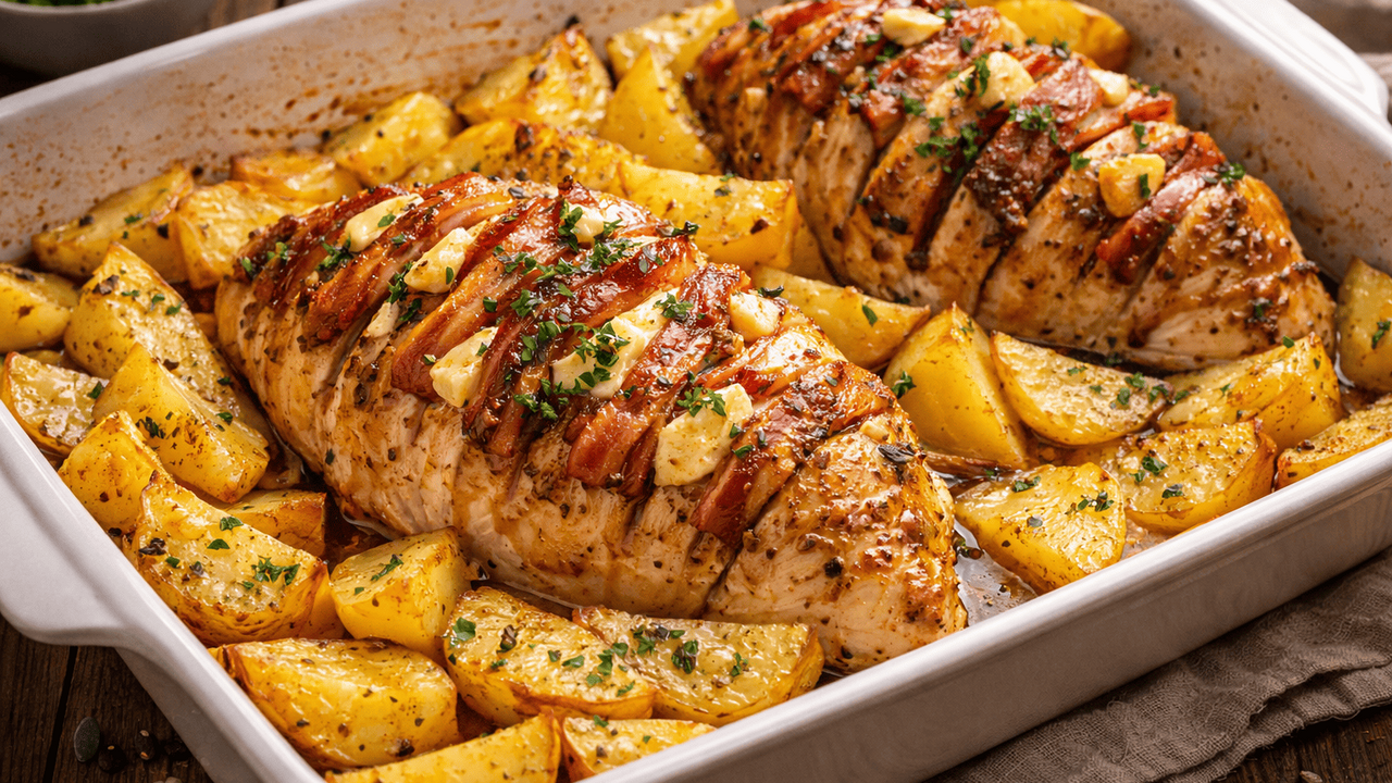 Ароматная курица с картошкой, запечённая с беко...