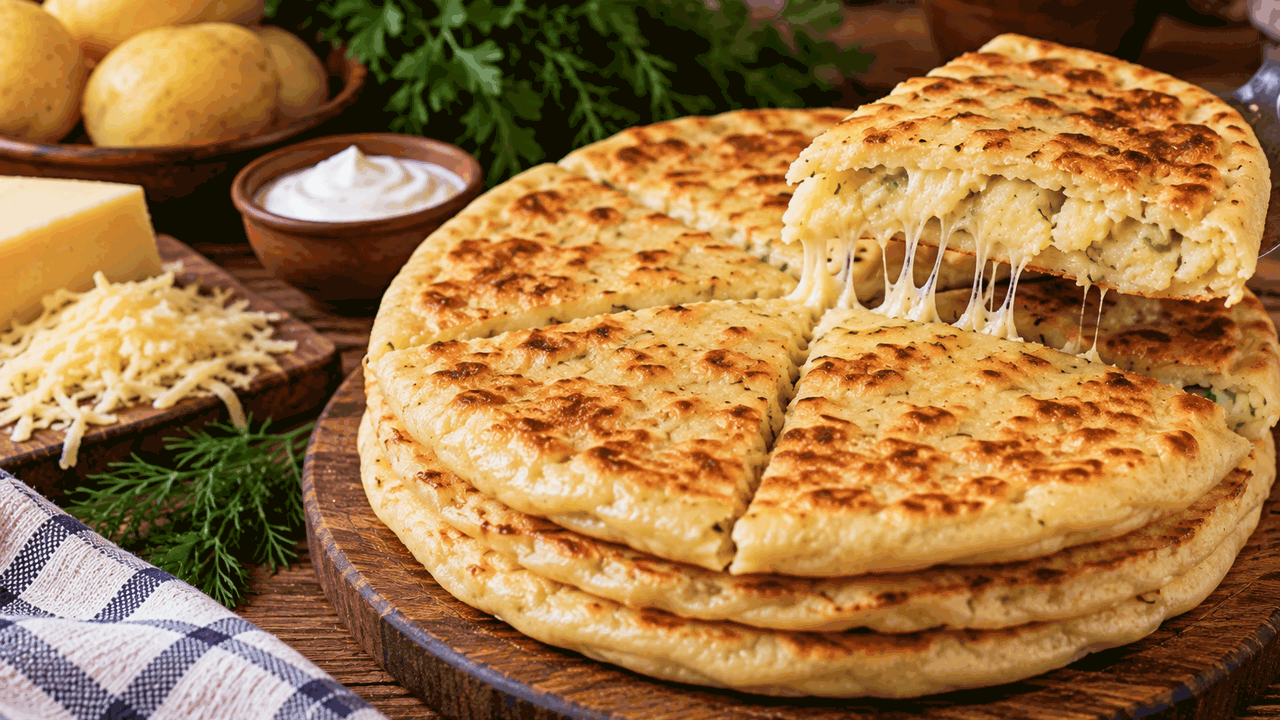 Хычины с картофелем и сыром готовят из тонкого ...