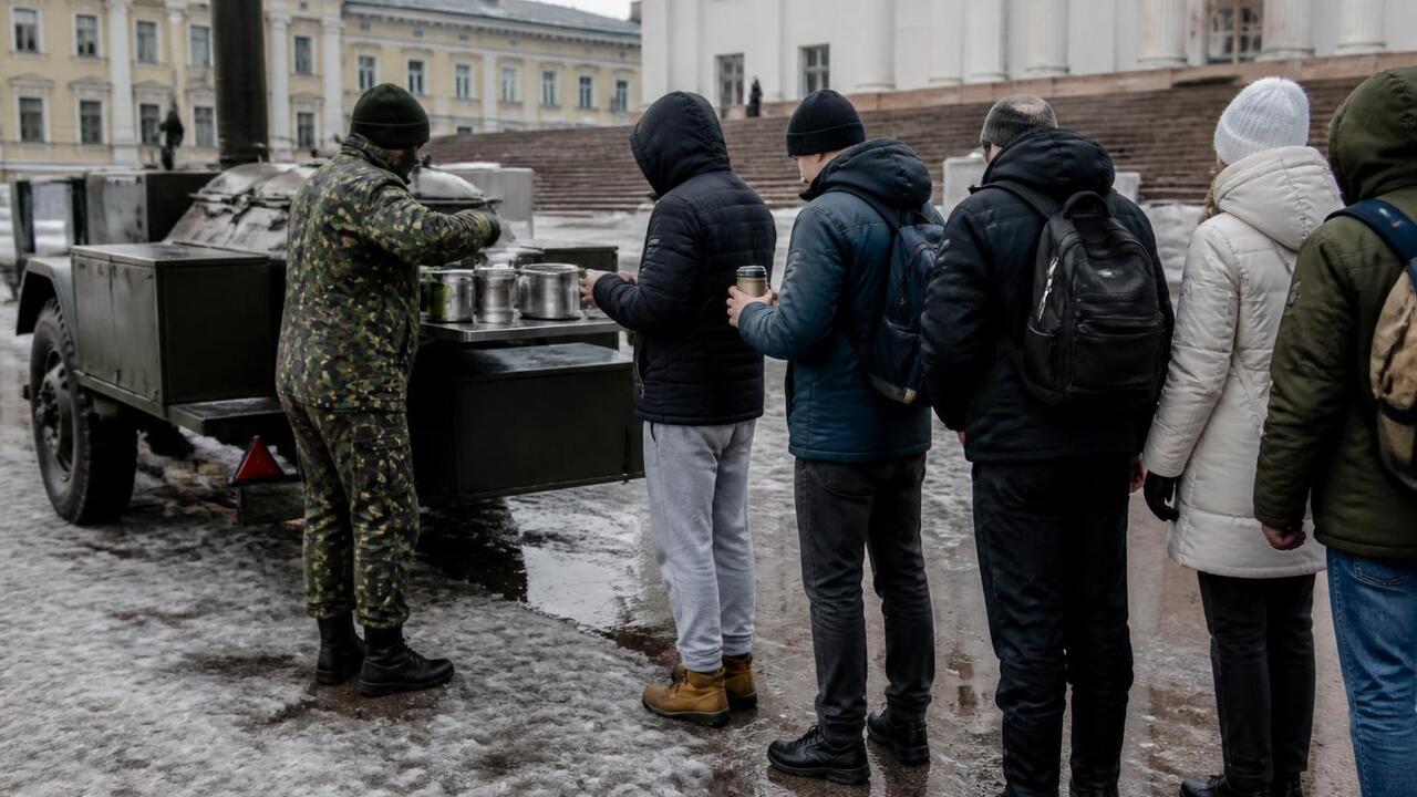 В Тампере волонтёры Красного Креста кормят нужд...