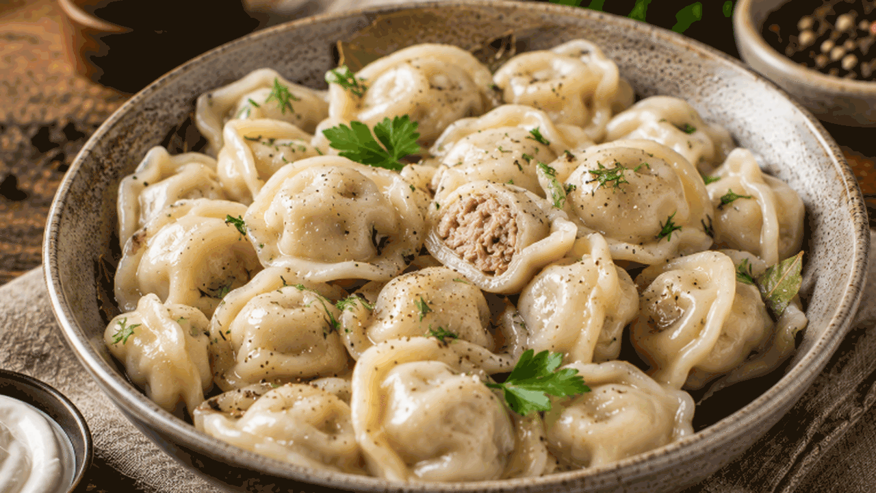 Пельмени в духовке со сметаной, песто и сыром: ...