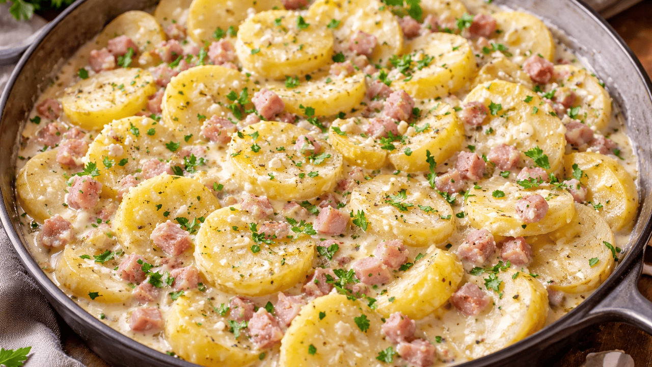 Обычный молодой картофель, немного сливок и лом...