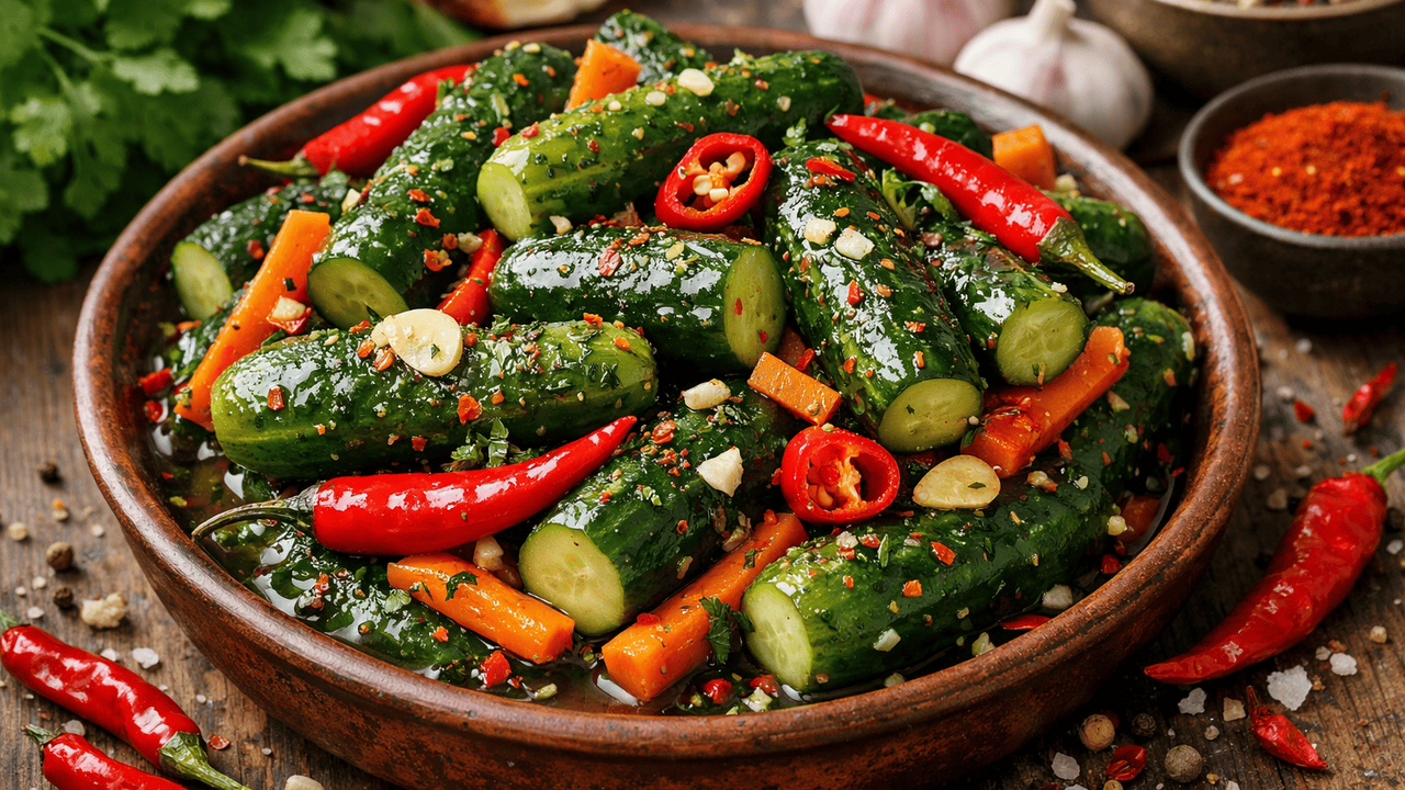 Этот яркий, хрустящий салат с огурцами, перцем ...