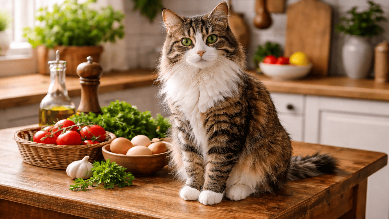 Кошка снова запрыгивает на стол, игнорируя запр...