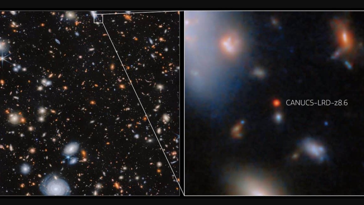 При наблюдениях галактики CANUCS-LRD-z8.6 с пом...