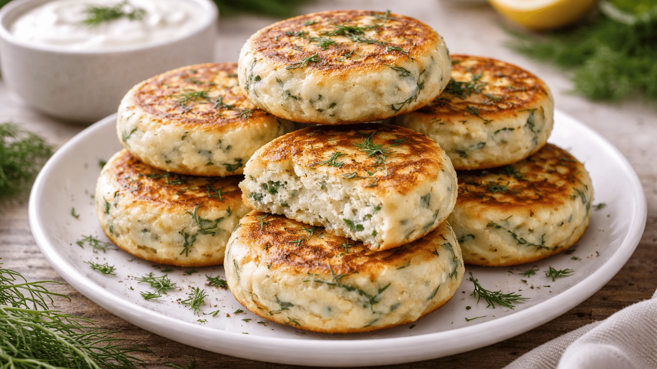 Необычные солёные сырники с сыром и свежей зеле...