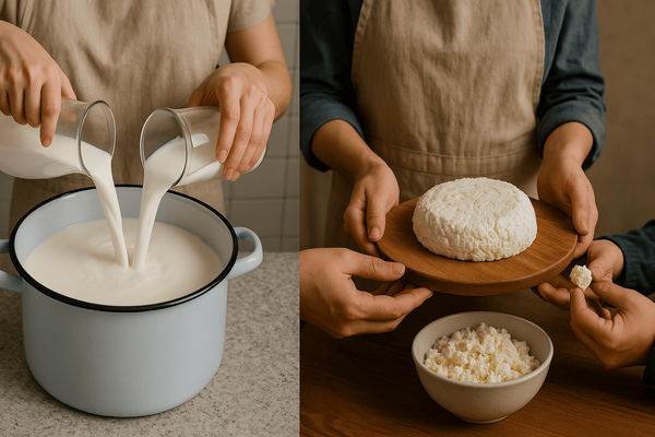 Простой трюк с молоком и кефиром творит чудо: через 30 минут подаю семье настоящий домашний сыр