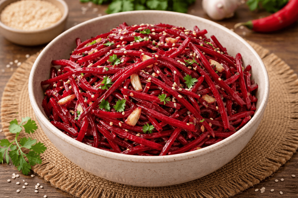 Винегрет больше не захочется вспоминать: быстрый салат из свеклы по-корейски, который готовится за 5 минут и покоряет вкусом