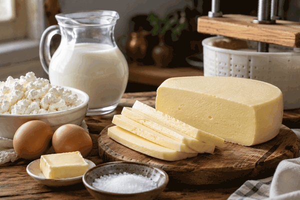 Всего два простых продукта — и завтрак становится особенным: домашний сыр выходит нежным, плотным и очень аппетитным