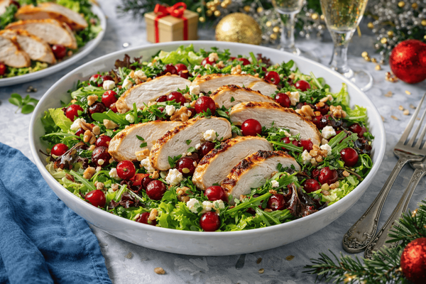 Нежно, ярко и по-праздничному: салат с индейкой и клюквой, который удивляет гостей