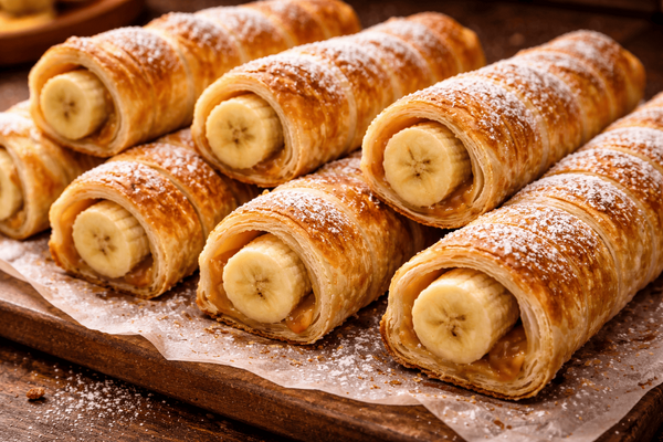 Сладкая выпечка за 15 минут без сложных рецептов: как банан и слоёное тесто превращаются в идеальные трубочки
