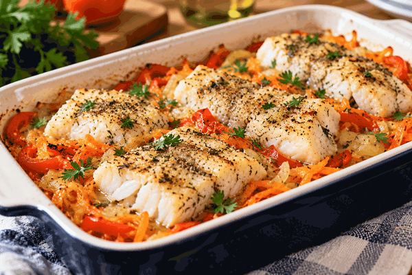 Минтай получается сухим и безвкусным: готовлю его на овощной подушке — даже соус отдельно не нужен