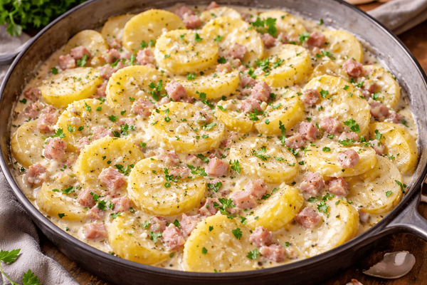 Забыла про обычный картофель раз и навсегда: немецкий способ со сливками и ветчиной покоряет с первой ложки