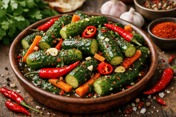 Остренькие огурцы по-грузински: банки на ужин мало, всё разлетается до последнего кусочка