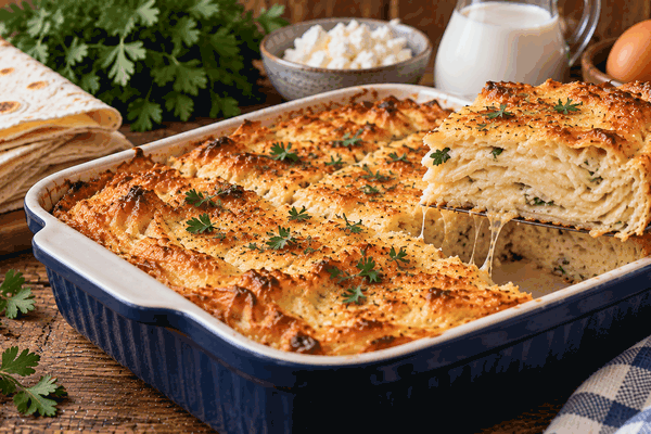 Лаваш складываю гармошкой и заливаю яйцами: ленивый ачма-пирог готовится без теста