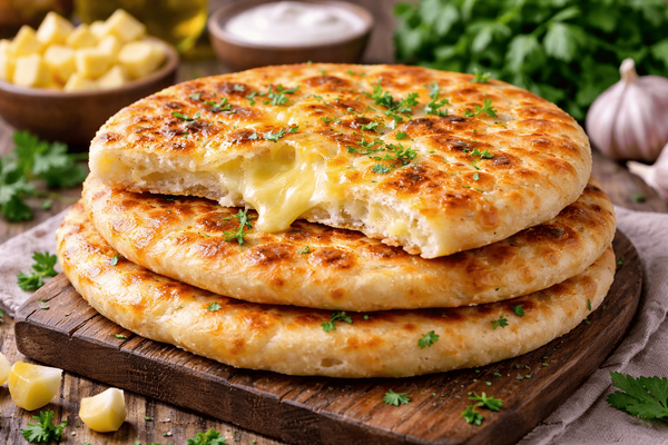Тёплые лепёшки с тянущимся сыром: сытный и вкусный завтрак, когда совсем нет времени готовить
