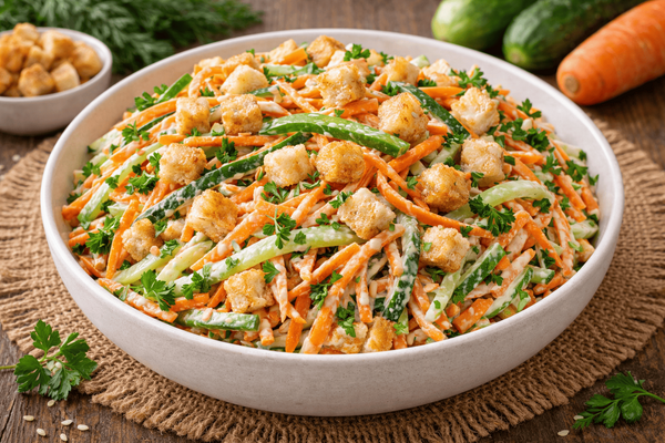 Проще рецепта уже не бывает: как сделать хрустящий салат из моркови и огурца, который готовится мгновенно