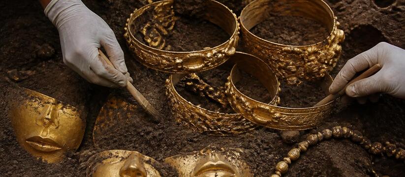 Золотые пластины для губ и диадемы возрастом 3400 лет найдены на Кипре На Кипре в гробницах города Хала-Султан-Текке н...