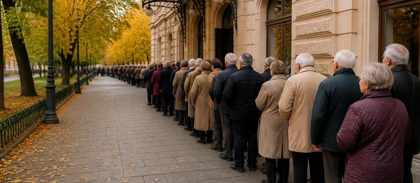 В Перми 1 октября пенсионеры выстроились в огро...