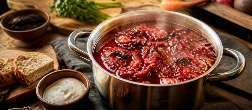 Как приготовить насыщенный борщ с черносливом. ...