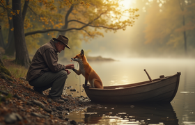 К рыбаку в Перми прибежал раненый лисенок с крю...